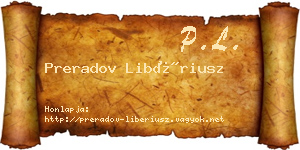 Preradov Libériusz névjegykártya